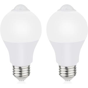 Motion Sensor Light Bulbs for Outdoor Indoor, 9W A19 Motion Detector Led Bulb, 60 Watt Equivalent, E26 800lm 5000K Daylight, Dusk to Dawn Motion Activated Security Lights for outside, Inside (2 Pack)
