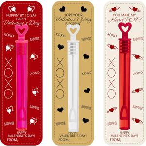 Valentines Day Card with Bubble Wands Party Favors, Valentine's Day Classroom Mini Bubble Wands Valentine Cards Exchange Gifts