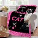Cat Blanket Super Soft Warm Fluffy Flannel Siamese Cat Throw Blanket Cozy Fuzzy Plush Lovely Cute Pet Bedding Blanket Gift for Boys Girls Kids Teens Adults Couch Sofa 50"x40"