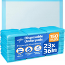 Medline Moderate Absorbency Underpad, 23" x 36", 150 Count, Disposable Chucks, Bed, Furniture & Surface Protection, For Kids, Adults, Elderly, Puppy Pad, Changing Pad, Incontinence Pee Pad