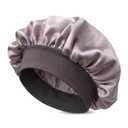 100% Mulberry Silk Bonnet for Women Sleeping Double Layer Silk Bonnets Non Slip with Elastic Large Lotus Purple