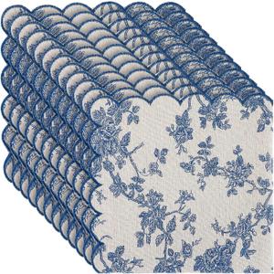 Christmas Cloth Napkins, 24 Pcs, Navy Blue Floral, 9.8" x 9.8"