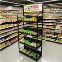 4-Tier Metal Shelving Unit, Supermarket Heavy Duty Garage Standing Shelf, Stores Storage Rack Retail Display Racks, for Home Kitchen and Warehouse, W 31.4" x H 67" (black)