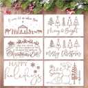 2 x Large Christmas Doormat Stencils Reusable Happy Holidays Let It Snow Stencil Templates Drawing Merry Christmas Stencils for Painting on Wood Signs Door Mats Window Glass Home Decor