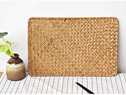 6 Pack Rectangular Woven Placemats, Rattan Wicker Table Mats, 17" x 12", Natural Seagrass Place Mats for Dining Table (Set of 6)