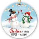 7 x Funny Friendship Ornaments 2025 - Bestie by Choice Friends Ornament, Xmas Gifts for Friends BFF Bestie, Funny Gift for Coworker Work Bestie Neighbors