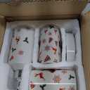 Christmas Bathroom Decor Sets of 4, Reindeer Christmas Toothbrush Holder Set, Xmas Ceramic Bathroom Accessories Set