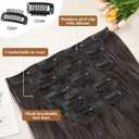 Lommel Clip-in Hair Extensions, 5PCS Dark Brown Synthetic Thick Long Straight Layered Hair Extensions, Invisible Lace Weft, 20 Inch