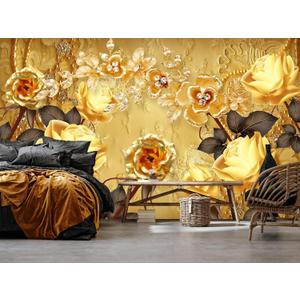 Golden Rose Wall Mural Wallpaper for Bedroom 173" x 120"(W x H)