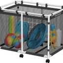 Pool Storage Bin, 142 Gallons, Holder for Noodles, Toys, Floats, Towels, Mesh Organizer for Swimming Equipments, Basic Plus Style