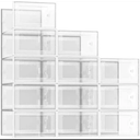 Larger Shoe Storage Boxes Organizers for Closet 9 Pack, Fit Size 11, Clear Plastic Stackable Sneaker Containers for Entryway, Space Saving Shoe Rack Bin Holder