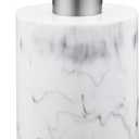 Hand Soap Dispenser White Marble for Bathroom Kitchen, 13.5oz Resin Bottle with Brushed Nickel Stainless Steel Pump, Cylindrical Bottle Countertop - for Liquid Soap, Lotion and Dish Soap