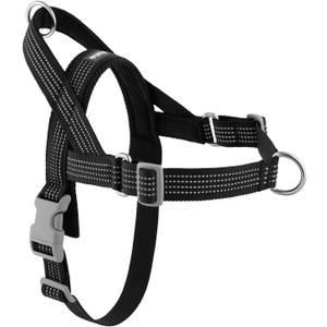 No Pull Dog Harness with Handle, Adjustable Soft Mesh Padded Reflective Walking Harness with Front Clip for Small Medium Large Dogs Quick Fit No Escape for Training and Hiking (Black, M)