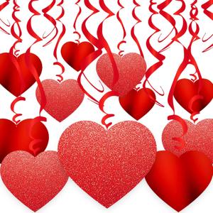 30 Pcs Valentine's Day Heart Swirl Hanging Decorations Red Hanging Heart Swirl Decorations for Valentine's Day Wedding Bridal Shower Engagement Party Decorations