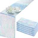5 Packs Iridescent Sequin Table Runner Set 12 x 108 Inch Rectangle Glitter Table Runner for Birthday Wedding Party Supplies Catering Event Baby Shower Celebration Decorations (Blue Purple)