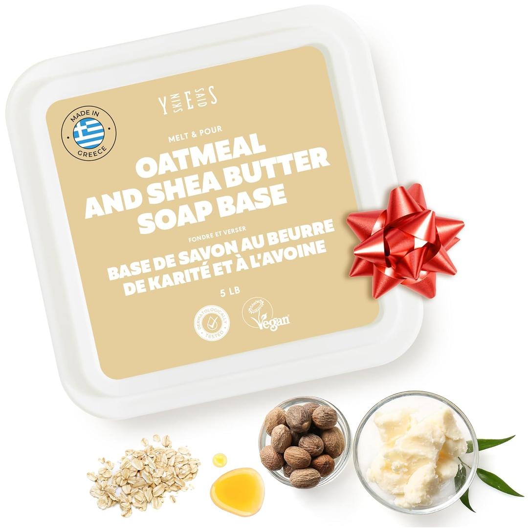 5Lb Oatmeal Soap Base - Bulk Melt and Pour Organic Soap Making Supplies - SLS/SLES Free, No Palm Oil, All Natural - Perfect for DIY Projects, Gentle on Skin, Moisturizing (80 Ounce (Pack of 1))