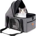 BurgeonNest Top-Expandable Large Cat Carrier, Soft-Sided Cat Bag for Medium & Large Cats Up to 25 lbs, Upgraded Small Dog Car Seat, Pet Travel Bag with Semi-Open Canopy