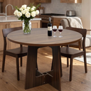 Garvee Round Dining Table for 4, 43.3'' Kitchen Table for Dining Room, Circle Farmhouse Kitchen Tables, Wood Dinner Tables for Living Room, Apartment, Small Spaces, Walnut