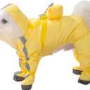Full Coverage Small Dog Raincoat, Waterproof with Four-Leg Protection, Ideal for Teddy Bears, Includes Waterproof Mini Backpack (Yellow, Medium(Suggest Weight 5.5-8.8lb))