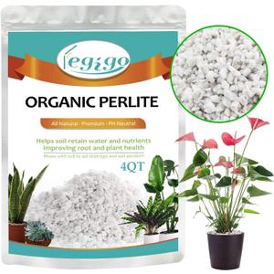 Legigo 4 Quarts Organic Horticultural Perlite for Plants Indoor- Natural Horticultural Soil Additive Conditioner Mix for Improves Drainage, Ventilation and Root Growth