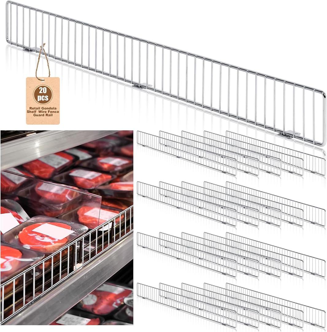 Yaocom 20 Pcs Gondola Shelf Fence 48x3'' Retail Front Wire Guard, Metal