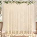 Champagne Tulle Backdrop Curtain with Lights String for Parites Wedding 10x8ft Champagne Sheer Backdrop Curtains for Bridal Shower Baby Shower Birthday Party Photo Booth Background Decorations