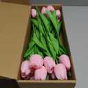 30 Pcs Pink Tulips Artificial Flowers Fake Tulips Fake Tulip Flowers Real Touch 13" Silk Flower for Bulk Home Kitchen Wedding Party Valentine's Mother's Decorations(Pink)