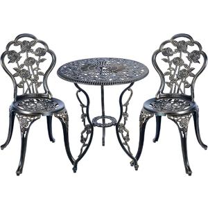 C/G 3 Piece Bistro Set, Outdoor Patio Table, Anti-Rust Cast Aluminum for Front Porch & Yard (Antique Copper)
