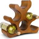 Countertop Wine Rack - 6 Bottle Wooden Wine Rack - Freestanding Wine Bottle Holder Stand - Wine Storage Rack for Cabinet Pantry Bar Kitchen
