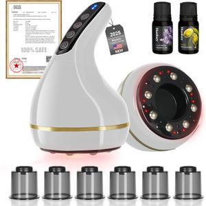 Upgrade 8-in-1 Cupping Kit for Massage TherapyTOP.1 Germany Control System-100% Smart MassageGua Sha +Red Light TherapyNO.1 Split DesignCupping Set for Targeted Pain Relief,Knots (White)