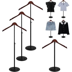 Eunika 4 Pack Adjustable T Shirt Display Flexible Shoulder Stand, Portable Metal Shirt Rack Display Stand Garment Coat Holder for Clothing Garment Coat Retail Vendor, Cloakroom, 16-31 Inch(Black)