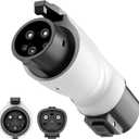 Tesla to J1772 Adapter with Fixed Lock Works, Max 80A 250V Converter Compatible with Nacs Wall Mobile Connector Target Chargers for All J1772 EVs (White)