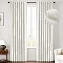 INOVADAY 100% Blackout Curtains 90 Inches Length 2 Panels Set, Back Tab/Rod Pocket Linen Black Out Curtains for Bedroom, Thermal Insulated Window Drapes - Ivory, W50 X L90 (50"W x 90"L (Pack of 2), #26 Ivory)