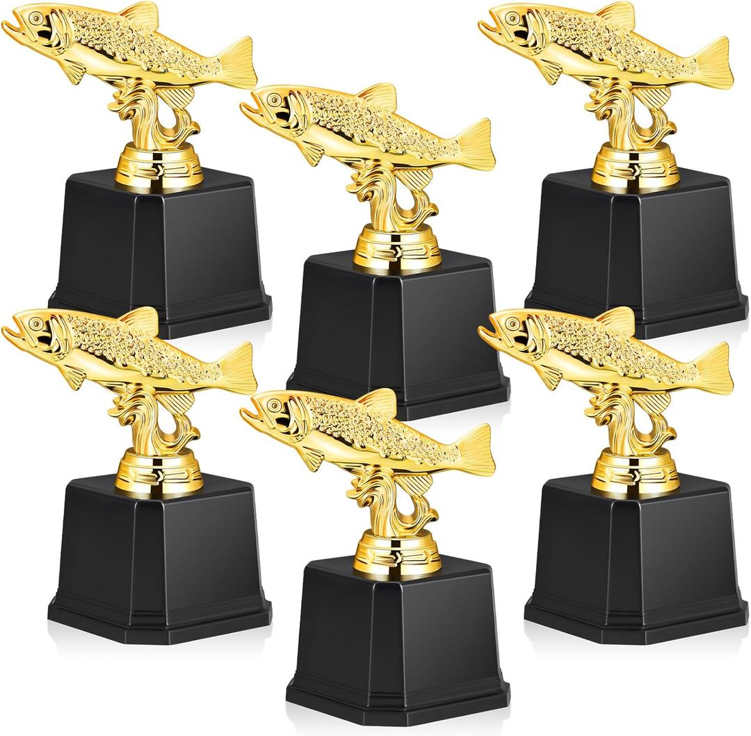 Taiyin 53 Inch Small Fishing Trophy Award Gold Large Mouth Bass Fish Design on Black Base Funny Trophy for Fishing Tournaments Competitions Ceremonies Fish Derbies