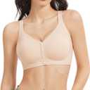 Vinfact Front Closure Bras for Women No Underwire Wireless Bra Seamless Bralettes with Soft Support Mastectomy Bralette (M)