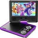 YOTON 9.5" Portable DVD Player for Kids and Car, 7.5" Swivel HD Screen with 6 Hours Built-in Battery, Car DVD Player with Dual Speakers, Remote Control, Support Sync TV, Region Free USB/SD/AV - Purple