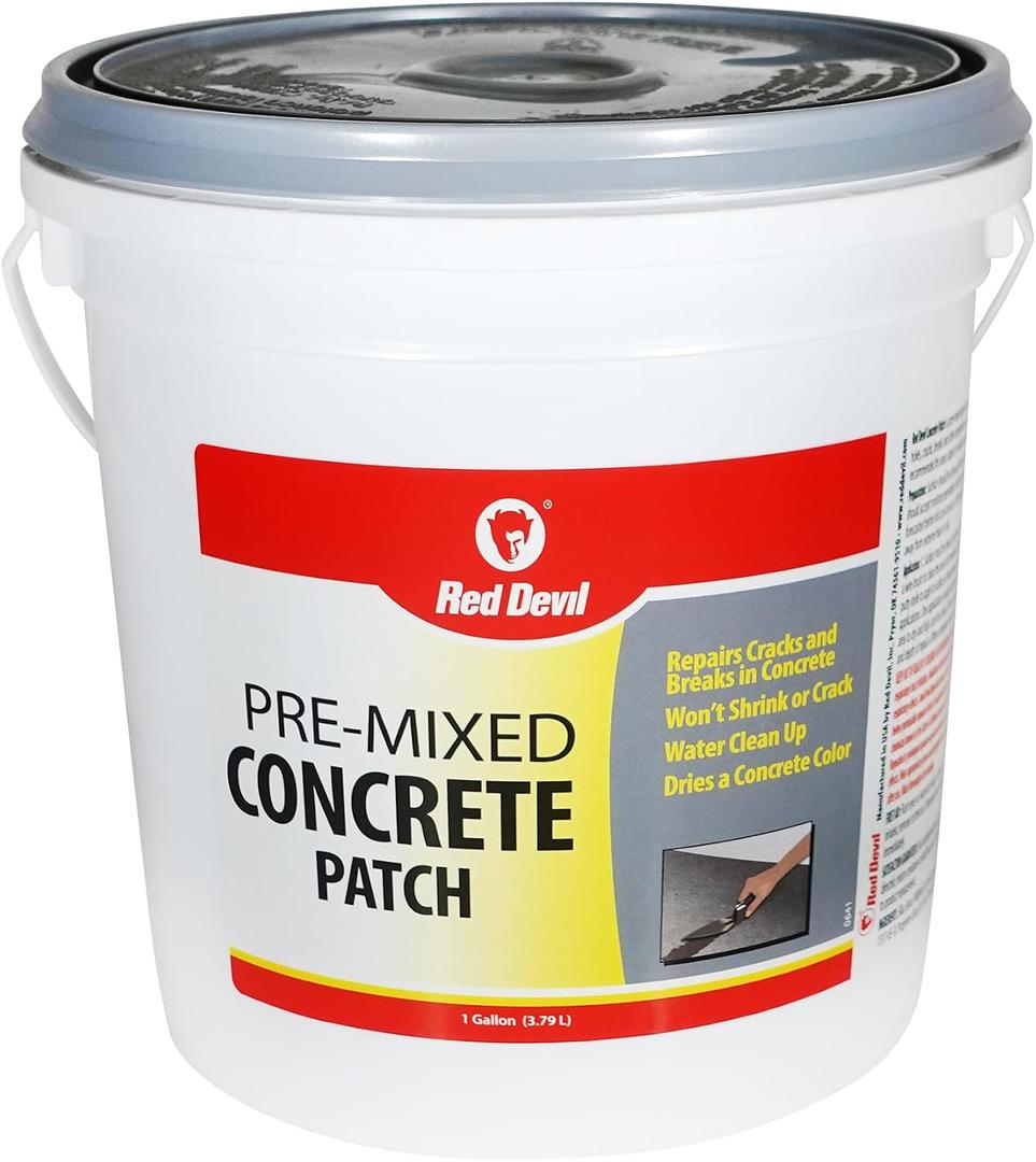 Red Devil 0641 Concrete Repair Patch, Cement Crack Filler, Pre-Mixed, 1 Gallon, Pack of 1, Gray, Made in USA