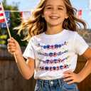 Girls 4th of July Shirt Kid 250th Anniversary Patriotic Tee Toddler America Flag Independence Day T-Shirts (3-10T) (White)