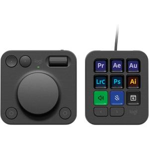 Logitech MX Creative Console, 9 Customizable LCD Keys, Stream Deck Accessories, Control Dial for Graphic Design, Adobe, Zoom, Spotify - Graphite, 3-Month Adobe Creative Cloud Membership