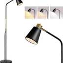 Floor Lamp, 3-Color TemperatureFloor Lamps for Living Rooms & Bedrooms, Farmhouse Reading Lamp - Standing, Adjustable Metal Heads Indoor Task Lighting for Living Room Bedroom Office (3-Color Black)