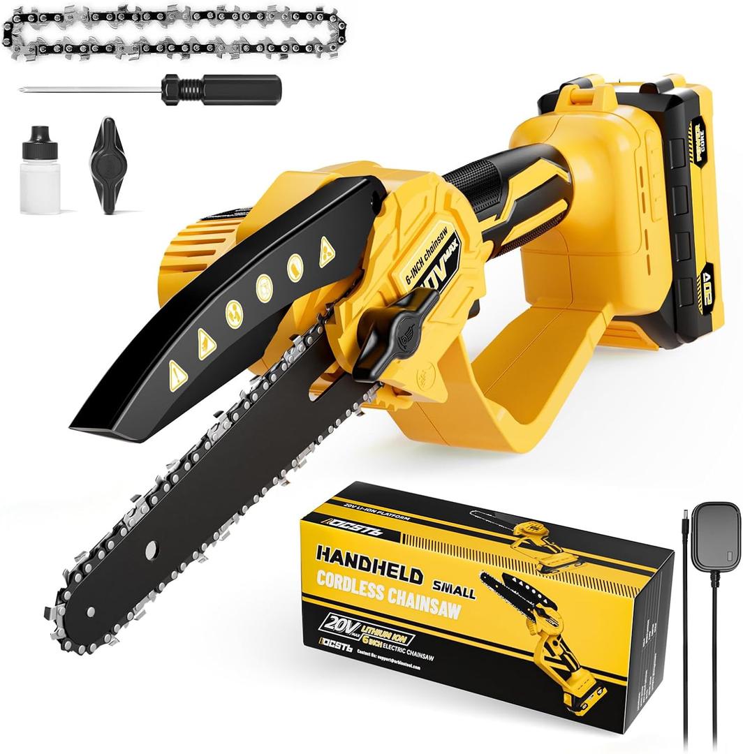 Mini Chainsaw Compatible With Dewalt 20V MAX Battery,Cordless Pruning Chainsaw with Security Lock & Replacement Chain, Battery Powered for Wood Cutting|Tree Trimming|Camping(Battery Included)