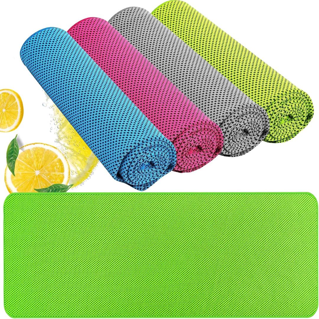 Cooling Towels for Neck/Face Ice Towel Cooling Neck Wraps for Hot Weather Sweat Towels Microfiber Chilly Towel cold Rags Soft Breathable Quick Dry for Indoor /Outdoor/Yoga/ Gym/Working out40''x12'' (Blue/Pink/Grey/Green)