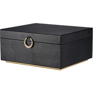 pickpiff 2 Layer Jewelry Box Organizer for Women, Jewelry Organizer with Handle & Removable Tray, Necklace Holder Ring Earring Storage, Velvet Lined Jewelry Case for Home or Travel, Gift Ready, Black