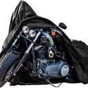 New Generation Motorcycle Cover ! XYZCTEM All Weather Black XXXL Large-Waterproof Outdoor Protects Fits up to 118 inch for Harley Davidson, Honda, Suzuki, Yamaha and More