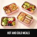 GORILLA GRIP BPA-Free Leakproof Bento Lunch Box for Women, Men, Kids, On-the-go Easy to Carry Handle, Microwave Safe Hot or Cold Food Container, Lid Includes Built-In Utensil Set, 1 Tier Style, Pink