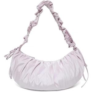 Nylon Crossbody Bags for Women, Ruffled Crescent Bag with Adjustable Strap, Large Capacity Casual Hobo Dumpling Shoulder Bag