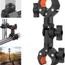 Double Clamp Mount Bracket Magic Arm with 1/4" Screw Interface, Double Super Camera Umbrella Clamp for Chair, Strollers, Photo Studio Light Stand, Motorcycle, Poles, Photography Reflector, Flag