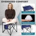 FUNDANGO Oversized Camping Stool for Adults, 2 Pack Thick Padded 18.1 Inch Folding Ottoman Foot Rest, 440 Lbs Heavy Duty Outdoor Camp Chairs with Anti-Slip Foots & Carry Bag for Fishing Travel (Blue)