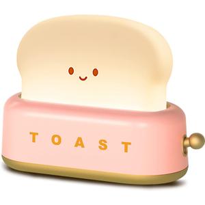 QANYI Cute Desk Decor Toaster Lamp, Kawaii LED Toast Bread Night Light Rechargeable and Portable Light with Timer, Christmas Gifts Ideas for Baby Kids Girls Teens Teenages