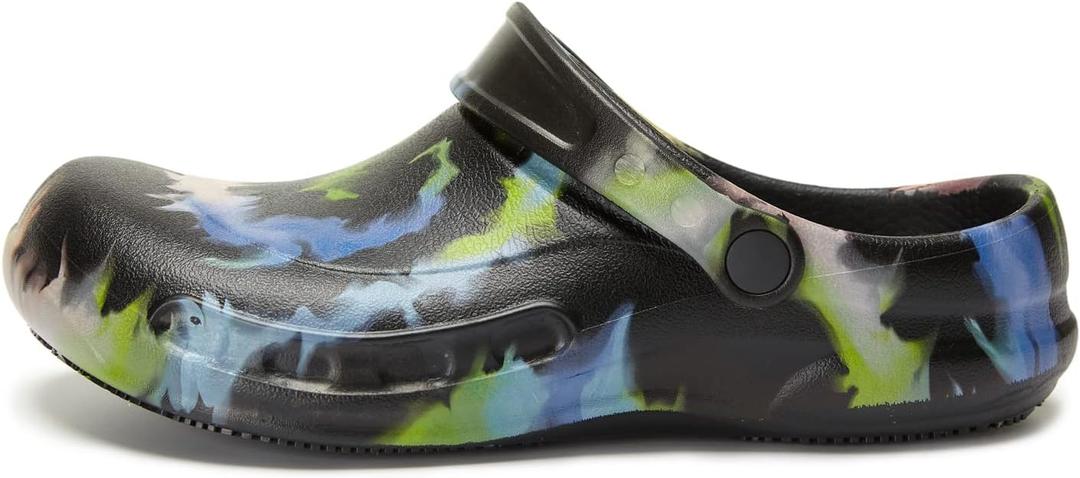 Haifago Non Slip Waterproof Clogs Shoes for Men, Standing All Day Comfortable Nurse and Chef Shoes for Men, Men's Oil-Proof Work Shoes for Food Service (9 Wide, Tie Dye)